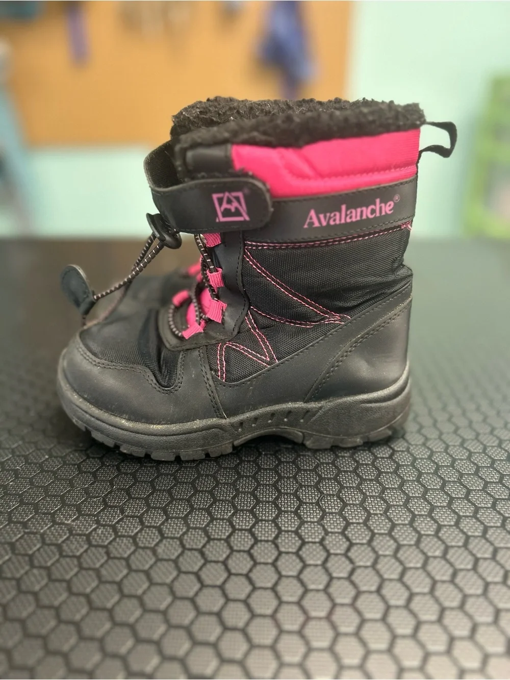 Avalanche Kids Black and Pink Waterproof Snow Boots